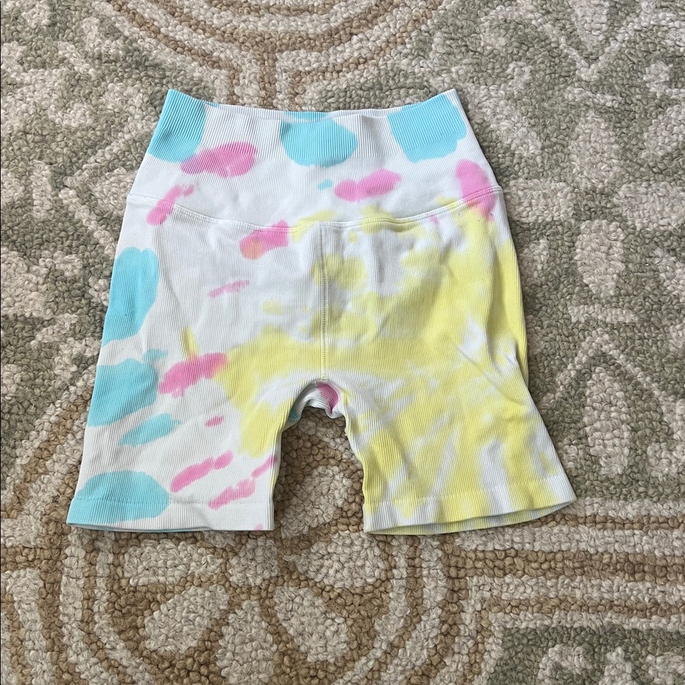 Spiritual Gangster Tie-Dye Athletic Shorts - Pink, Blue, Yellow